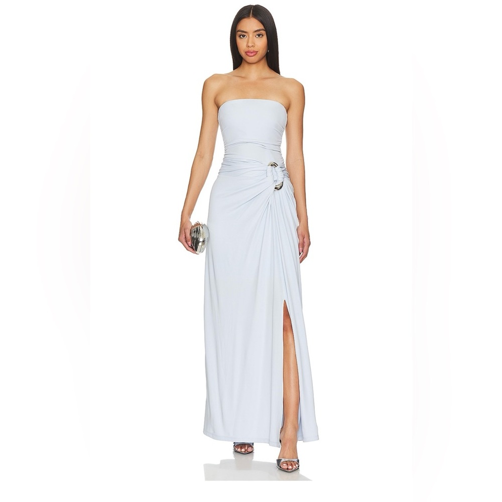 SIMKAI Emma Bustier Midi Dress Blue Haze